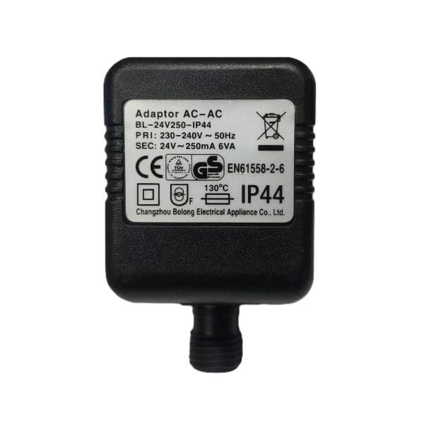 Μετασχηματιστής για λαμπάκια LED, IP44, για σταθερή σειρά, 24V, 6VA 1 Μετασχηματιστής για λαμπάκια LED IP44 για σταθερή σειρά 24V 6VA