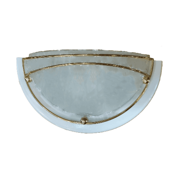 ARlight απλίκα φωτιστικό τοίχου γυαλί με μεταλλικό λευκό περίγραμμα και χρυσό πλέγμα με 1 Ντουί Ε27 30 cm ART.1049A1 BIANCO