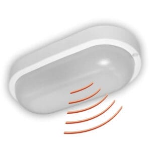 Adeleq λευκό φωτιστικό απλίκα χελώνα LED με ανιχνευτή κίνησης μικροκυμάτων, 18W, 4000K, IP54