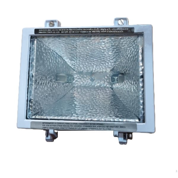 Faeber Λευκός ορθογώνιος Προβολέας HQI στεγανός με συμμετρική δέσμη 100W ΙP55