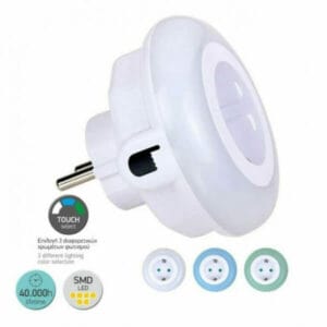 Spotlight Φωτάκι νυκτός με πρίζα και φωτοκύτταρο, LED, 0.6W, Λευκό / Μπλε / Πράσινο