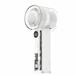 Eurolamp Ανεμιστήρας χειρός με επιφάνεια ψύξης 5W, Φ6cm, Επαναφορτιζόμενος (USB-C), Λευκός Διάφανος