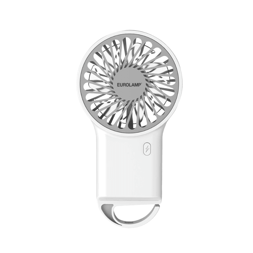 Eurolamp Ανεμιστήρας χειρός με κρίκο 3W, Φ8cm, Επαναφορτιζόμενος (USB-C), Λευκός 1 Eurolamp Ανεμιστήρας χειρός με κρίκο 3W Φ8cm Επαναφορτιζόμενος USB C Λευκός