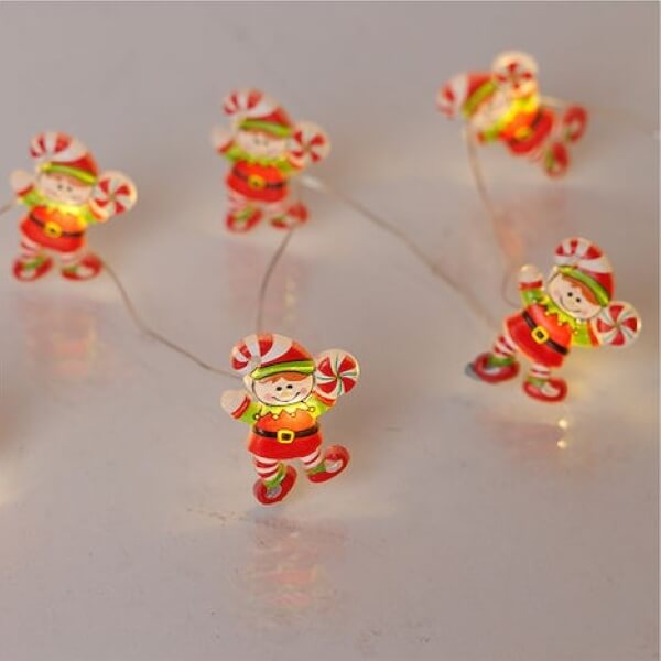 20 ακρυλικά candy Ξωτικά με λαμπάκια LED σε σειρά μπαταρίας 19 m ασημί καλώδιο χαλκού Copper σταθερή χρονοδιακόπτης IP20 Θερμό Λευκό Warm white