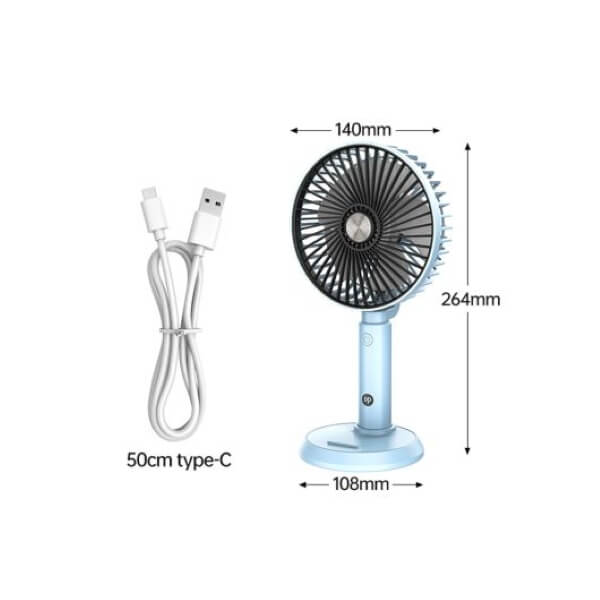 DP Ανεμιστήρας 2σε1 χειρός & επιτραπέζιος 5.5W, Φ14cm, 26(h) cm, Επαναφορτιζόμενος (USB-C), Θαλασσί 4 DP Ανεμιστήρας 2σε1 χειρός & επιτραπέζιος 5.5W, Φ14cm, 26(h) cm, Επαναφορτιζόμενος (USB-C), Θαλασσί - Image 3