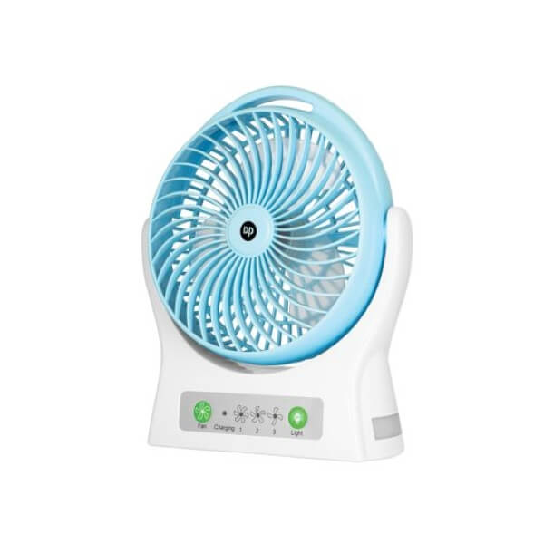 DP Ανεμιστήρας επιτραπέζιος 6W με LED φωτισμό Φ20cm 25h cm Επαναφορτιζόμενος USB C Μπλε