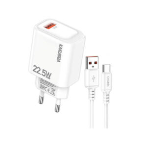 Kakusiga Φορτιστής 22.5W με καλώδιο USB-A – USB-C, 1 Θύρα USB-A, Λευκός