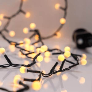 300 λαμπάκια LED σε σειρά με διακοσμητικές μπάλες, 9 m, πράσινο καλώδιο, 8 προγράμματα, IP44, Θερμό Λευκό (Warm white)