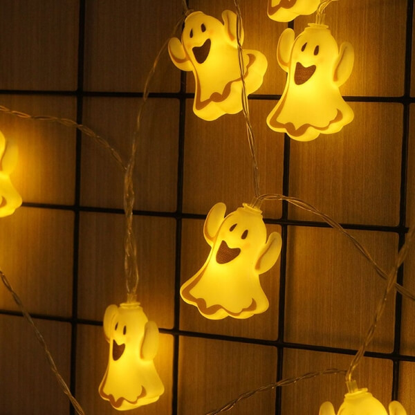 Modee 10 Φαντάσματα με λαμπάκια LED σε σειρά μπαταρίας 135 m διάφανο καλώδιο σταθερή IP20 Θερμό Λευκό Warm white