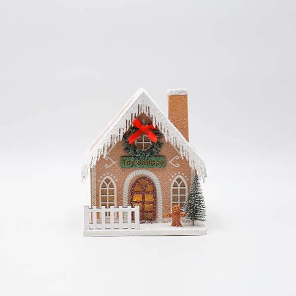 Χάρτινο Σπιτάκι διακοσμητικό toy shop μπαταρίας 13x11x15.5h cm LED Θερμό Λευκό Warm white